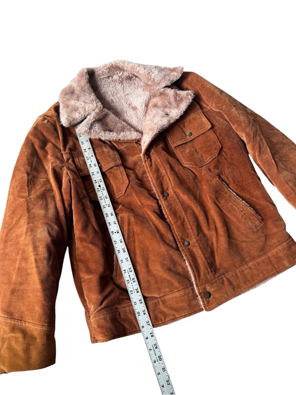 Vintage Brown Corduroy Sherpa Lined Trucker Ranch Jacket Western Coat - Picture 2 of 7